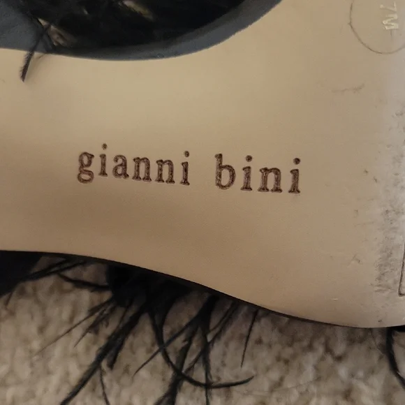 Gianni Bini Black Feathered Heels - Picture 2 of 5